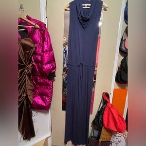 Max Studio medium blue scoop neck jump suit. Pockets and drawstring waist.